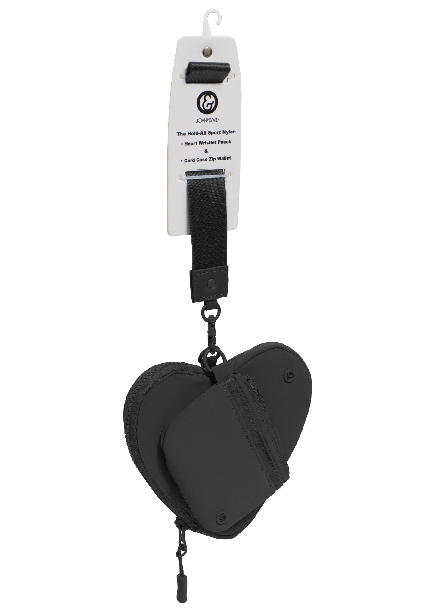 Joan & David The Hold-All Sport Nylon 3 Piece Set Heart Zip Pouch, Card Case & Lanyard Key Chain