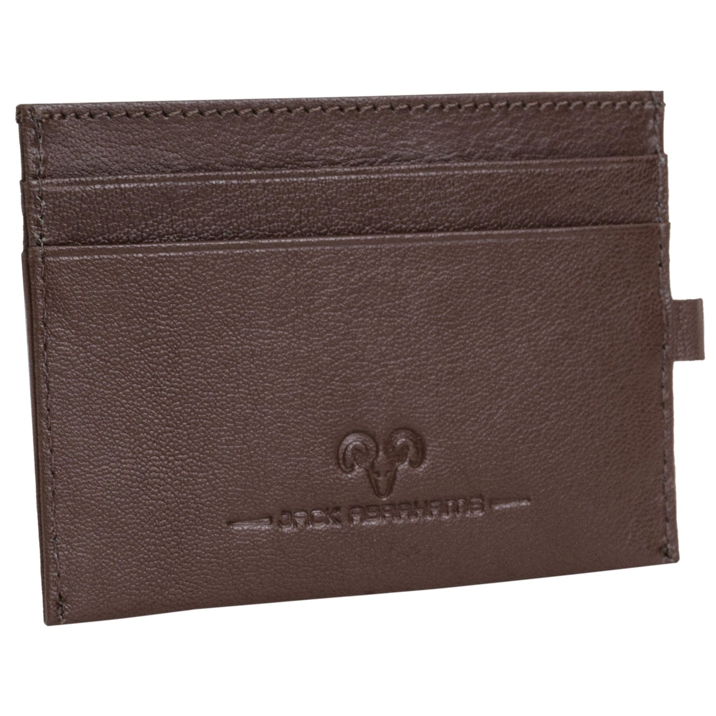Jack Abrahams Goat Nappa Leather Card Case Minimalist Wallet Black
