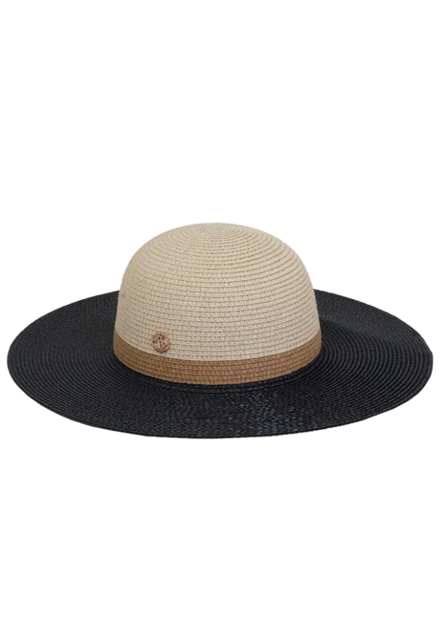 Adrienne Vittadini Straw Color Block Floppy Hat