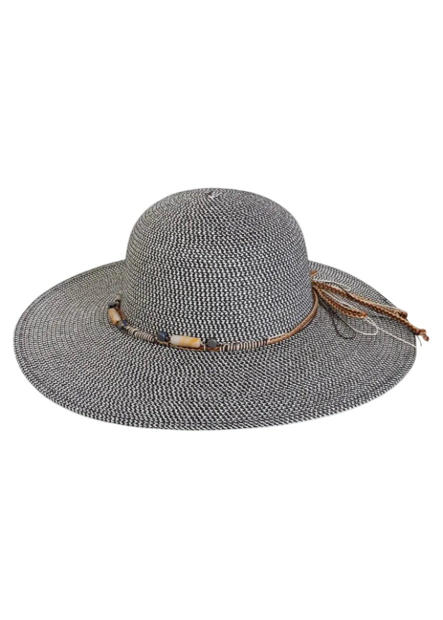 Adrienne Vittadini Beaded Band Straw Floppy Hat