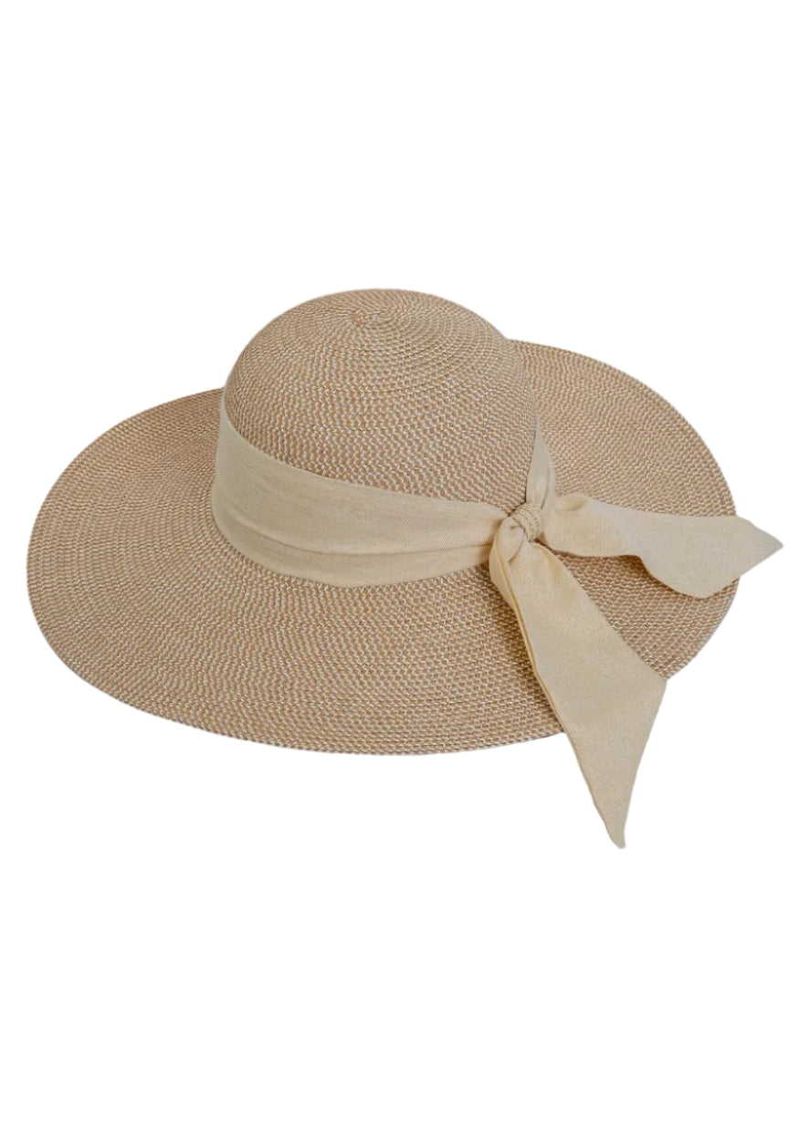 Max Studio Straw Linen Bow Floppy