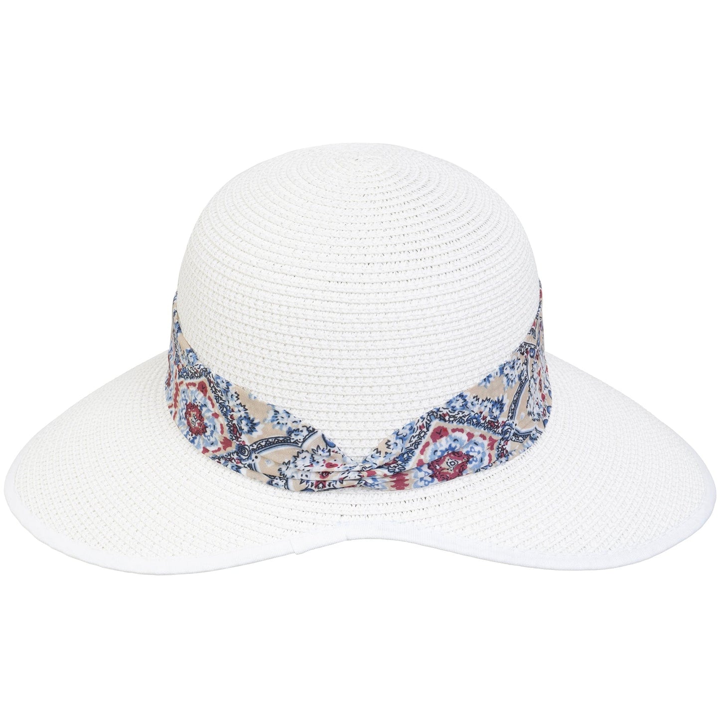 Magid Geometric Print Ribbon Straw Garden Hat