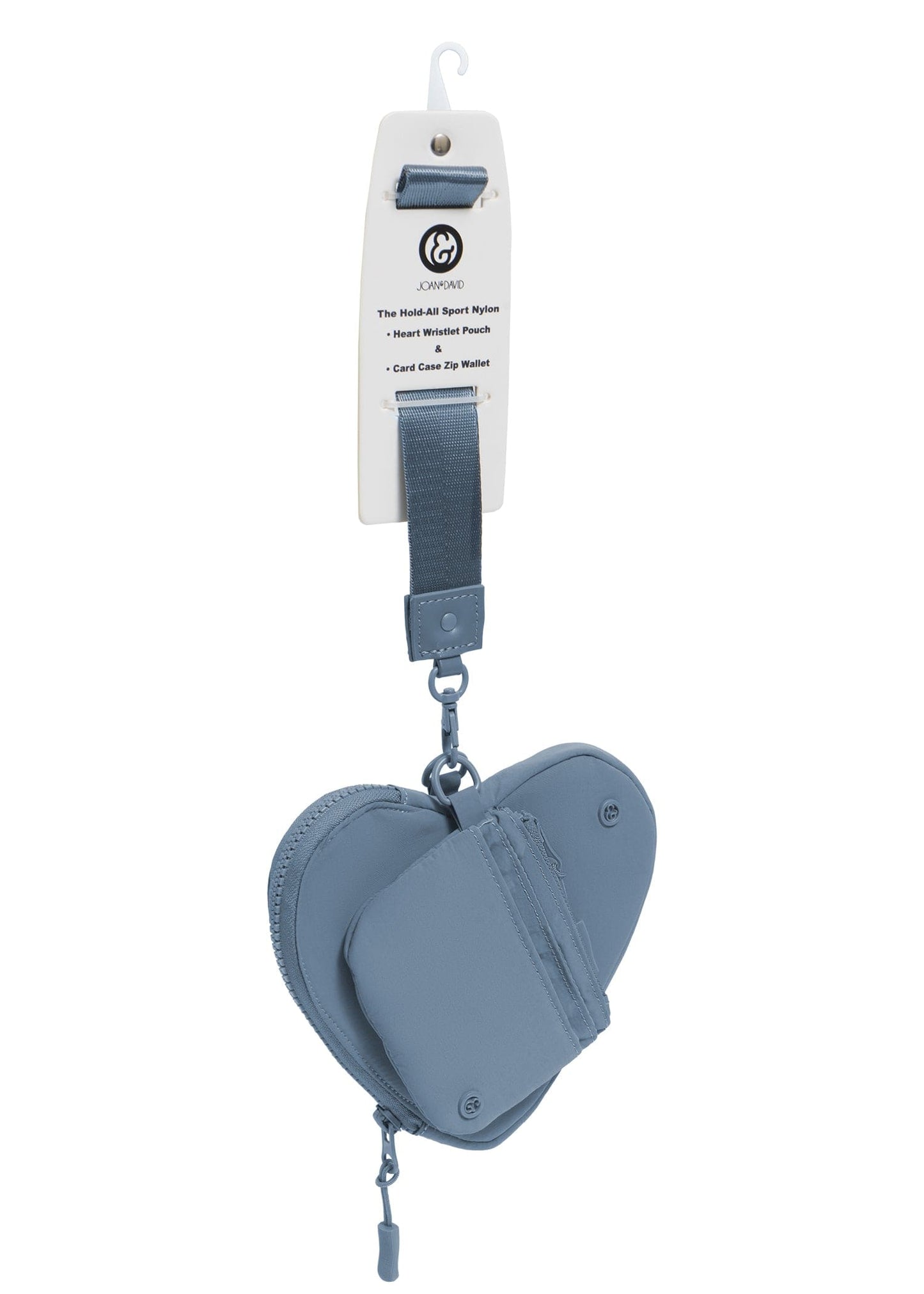 Joan & David The Hold-All Sport Nylon 3 Piece Set Heart Zip Pouch, Card Case & Lanyard Key Chain