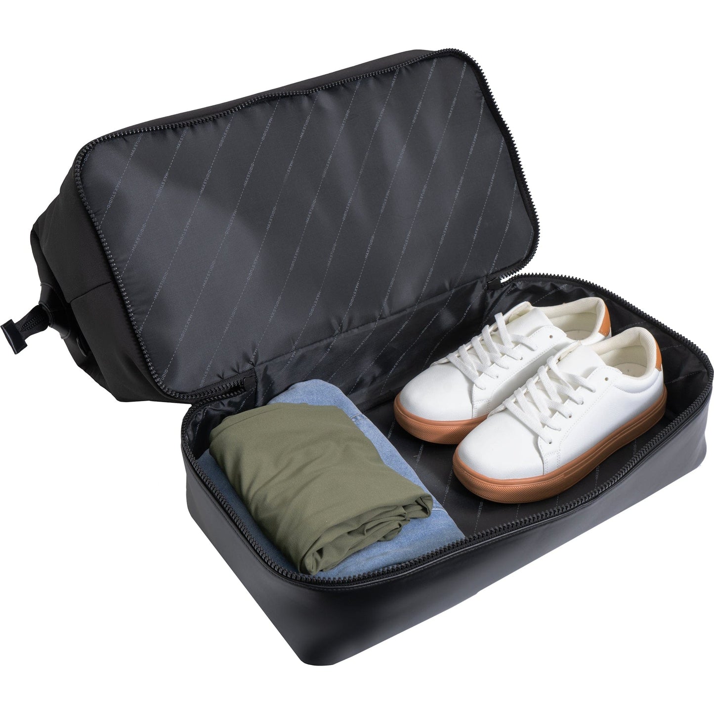 Max Studio Sport Nylon & Faux Leather Drop Bottom Duffel Bag