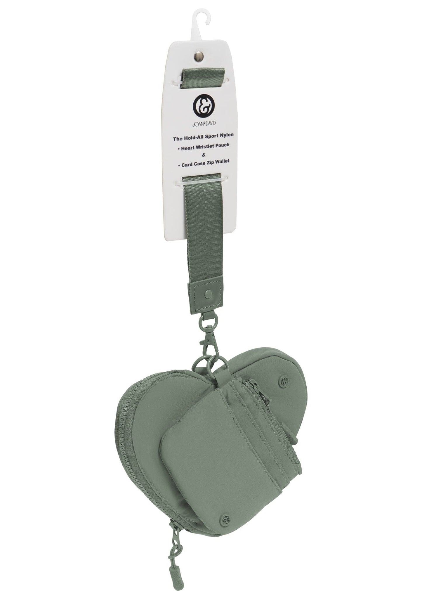 Joan & David The Hold-All Sport Nylon 3 Piece Set Heart Zip Pouch, Card Case & Lanyard Key Chain