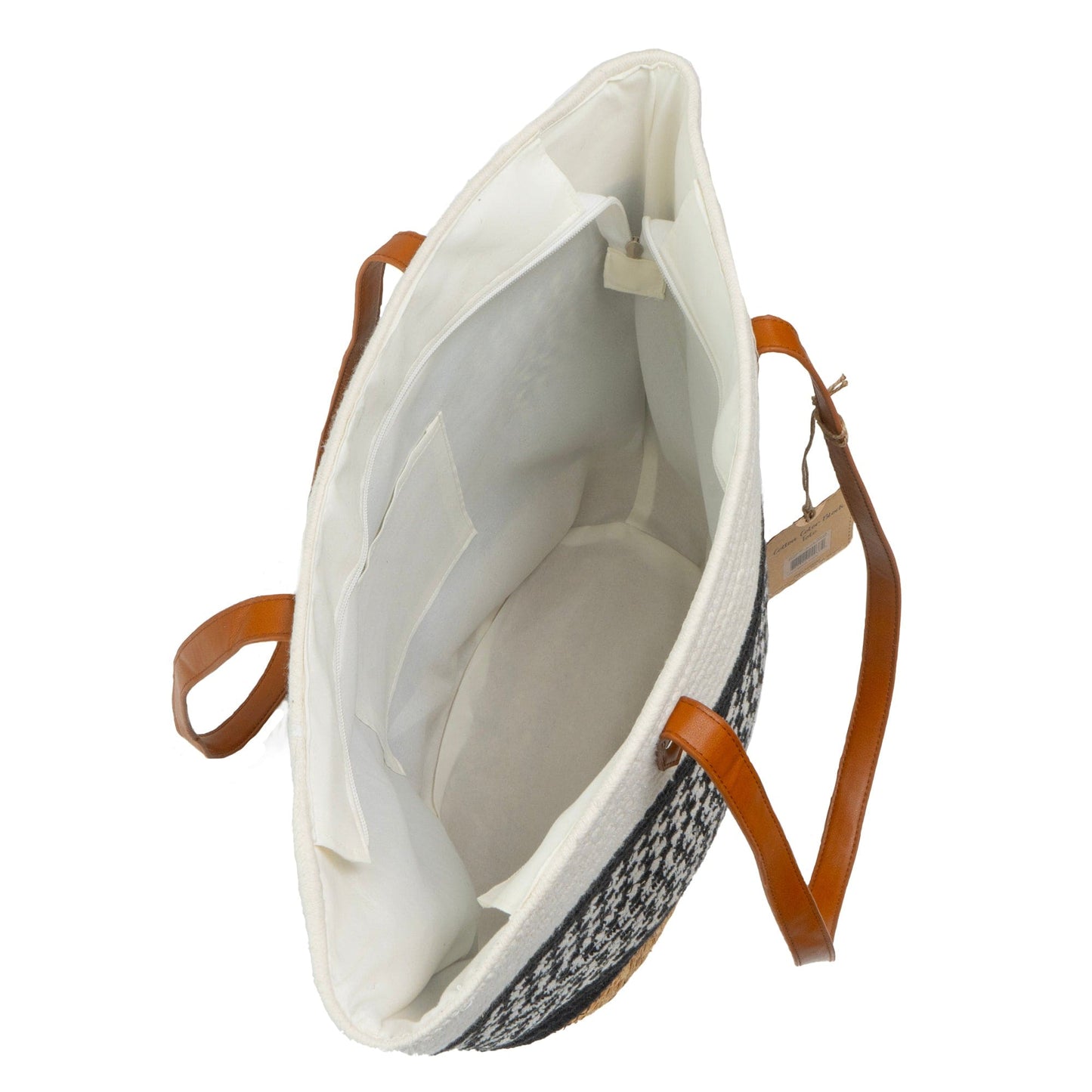 Magid Natural Cotton Woven & Faux Leather Shoulder Tote