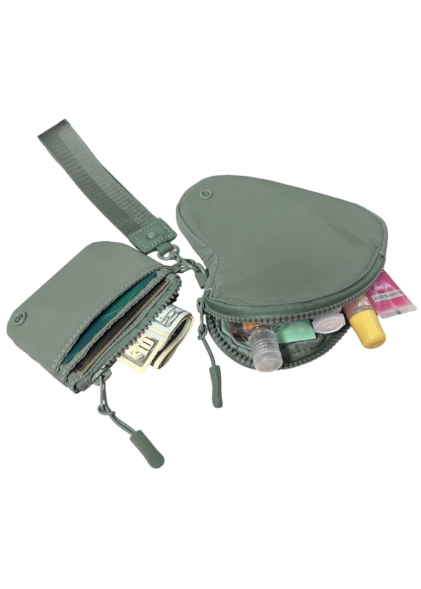 Joan & David The Hold-All Sport Nylon 3 Piece Set Heart Zip Pouch, Card Case & Lanyard Key Chain