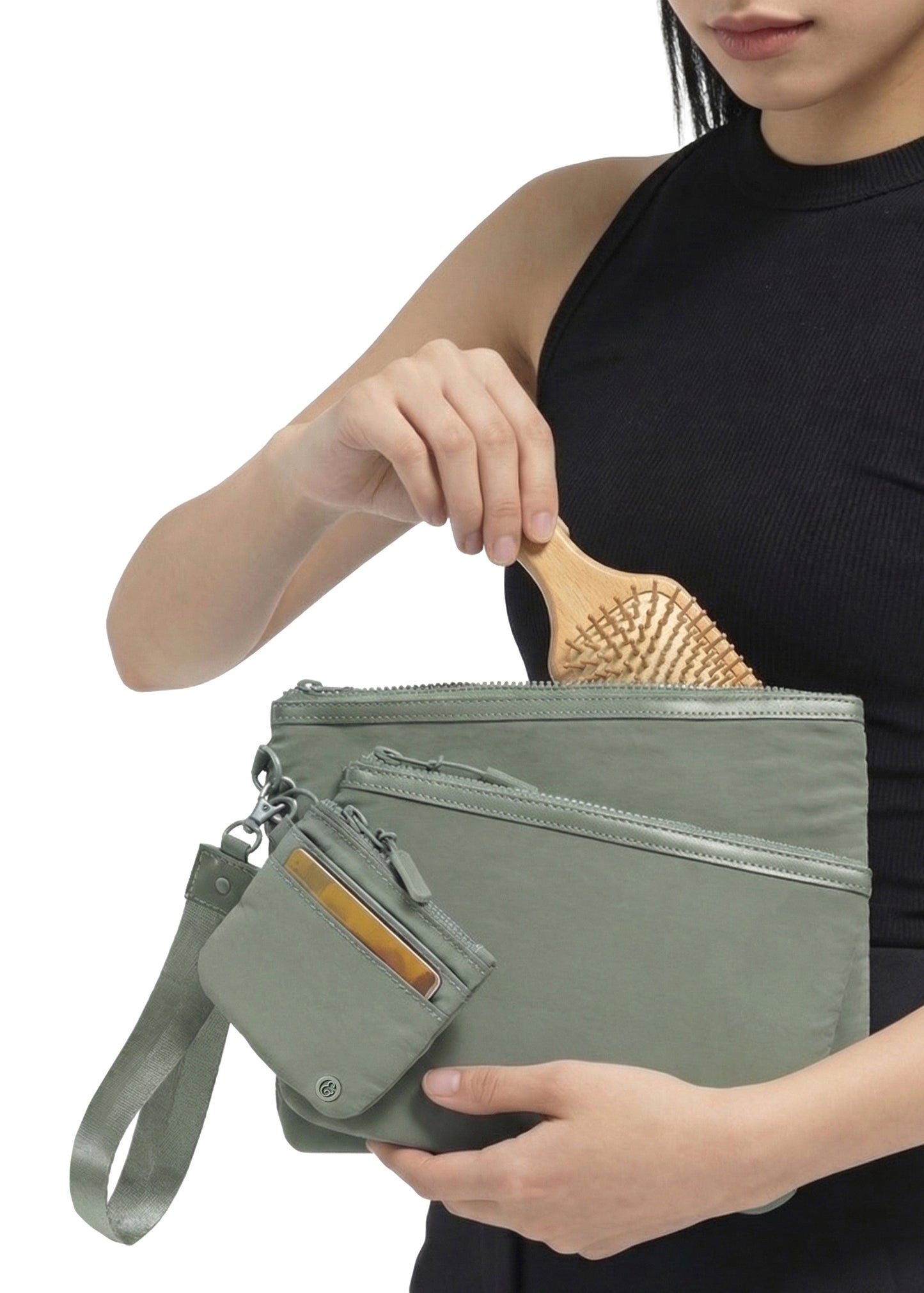Joan & David The Hold-All Sport Nylon 4 Piece Set Wristlet Pouches, Card Case, Keychain Lanyard 4 Piece Set