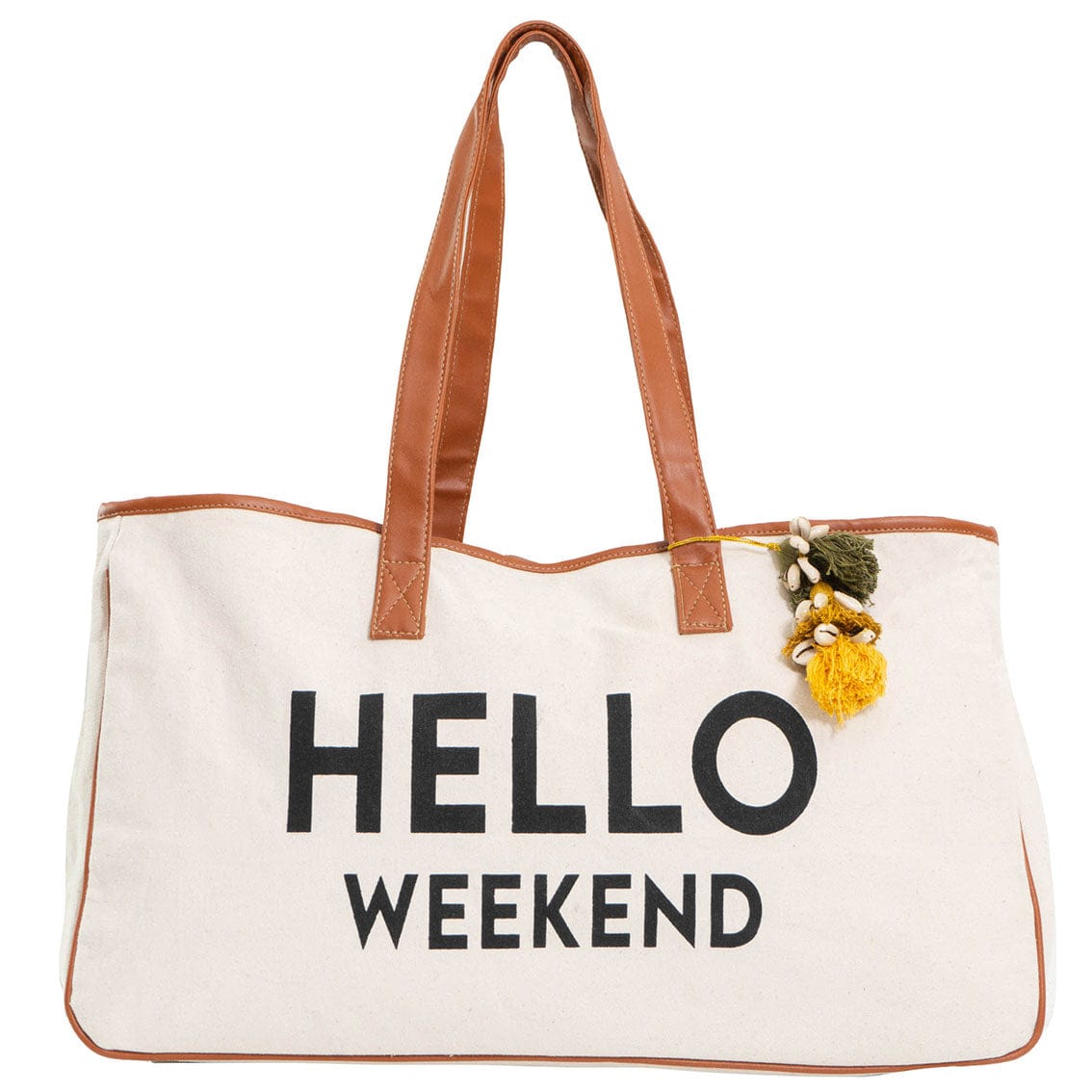 Magid Canvas Slogan Tote "HELLO WEEKEND"
