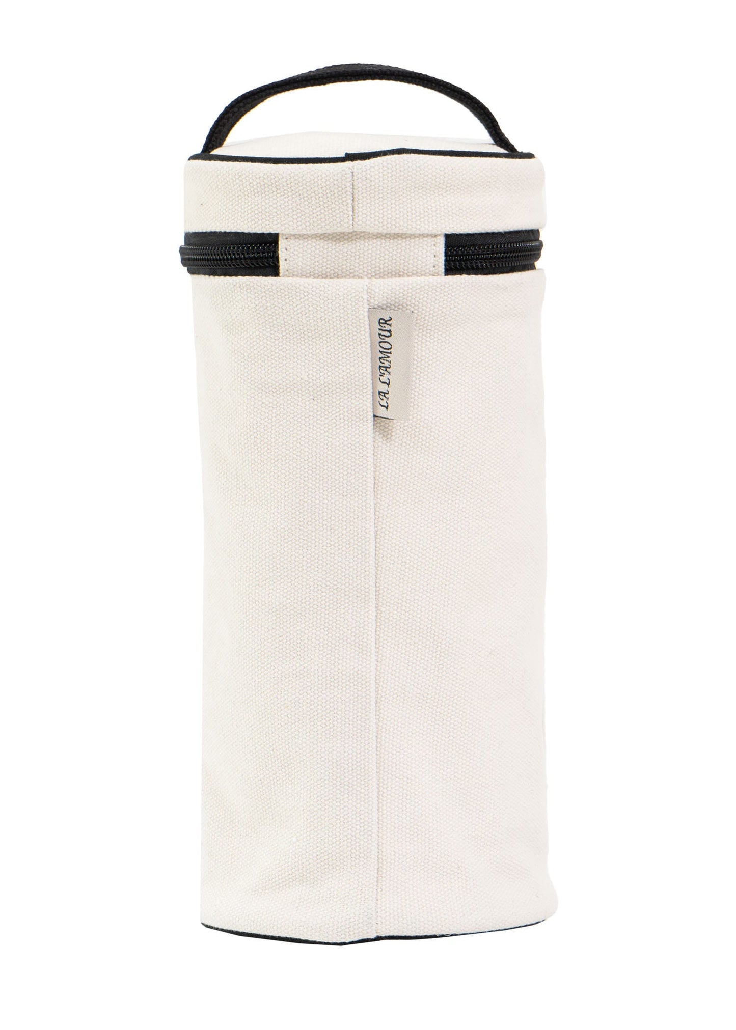 La L'Amour 16 oz Cotton Canvas Top Handle Cylinder Toiletry Lotions Case