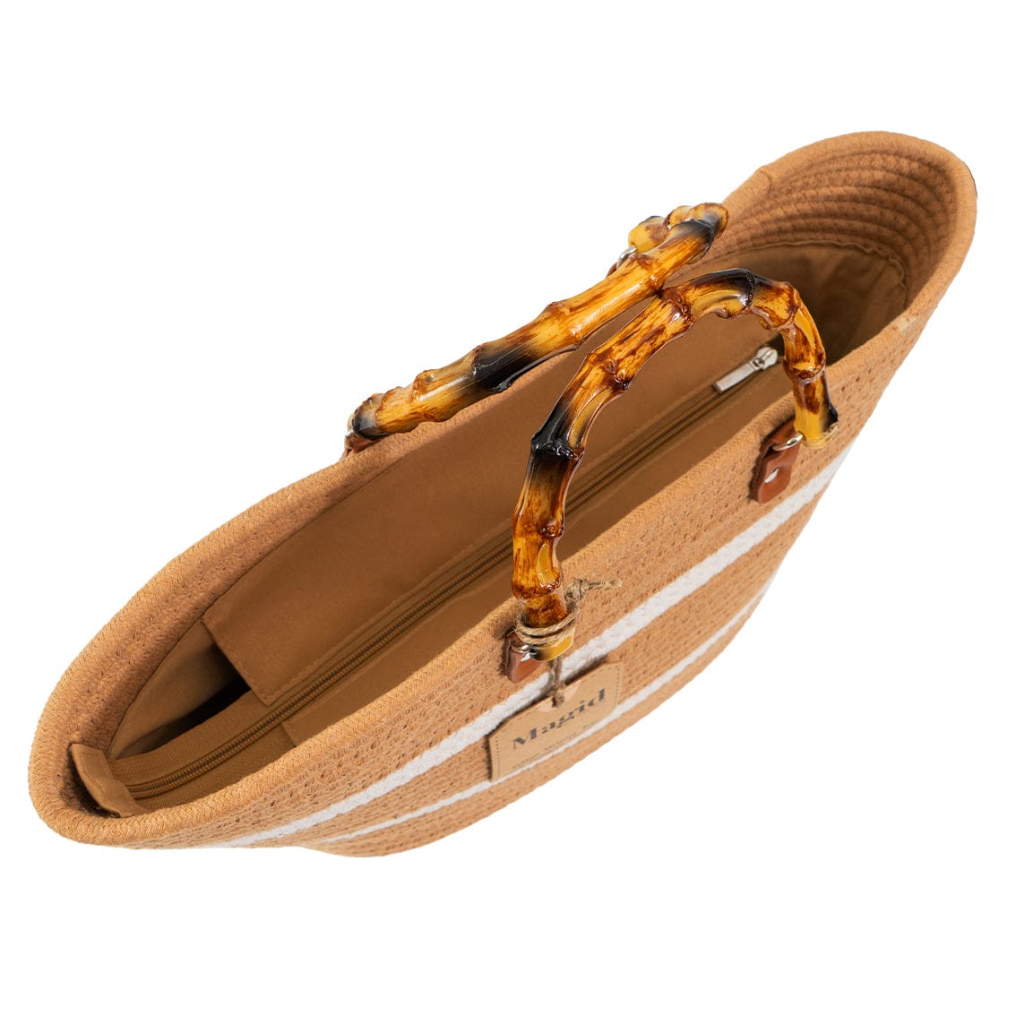 Magid Natural Cotton Woven Bamboo Handle Tote