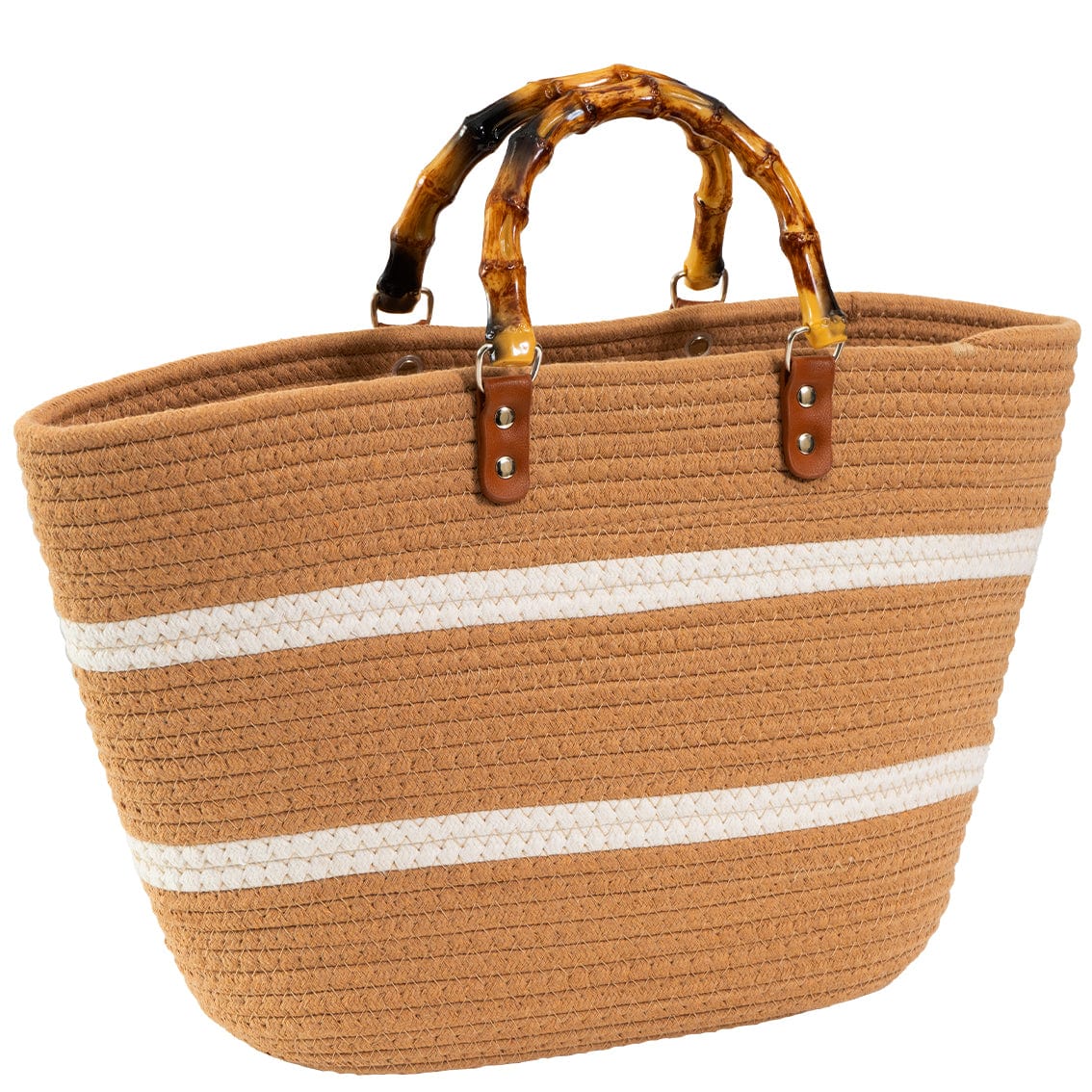Magid Natural Cotton Woven Bamboo Handle Tote