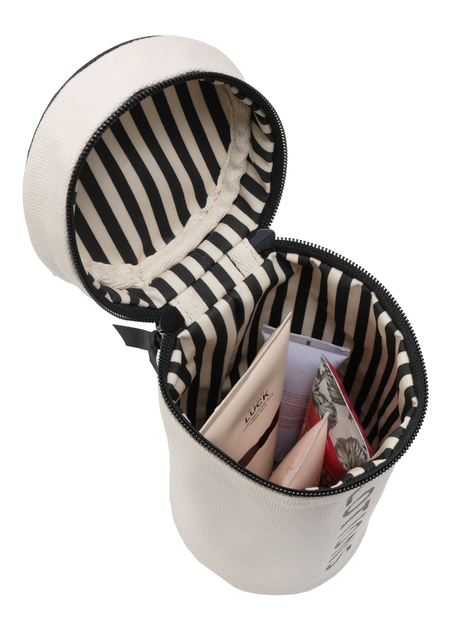 La L'Amour 16 oz Cotton Canvas Top Handle Cylinder Toiletry Lotions Case