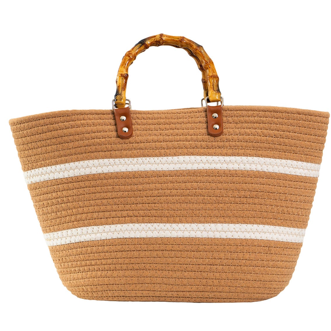Magid Natural Cotton Woven Bamboo Handle Tote