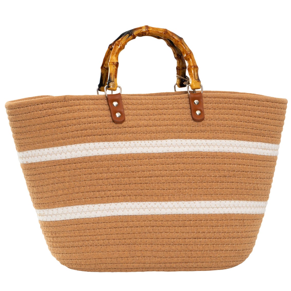 Magid Natural Cotton Woven Bamboo Handle Tote