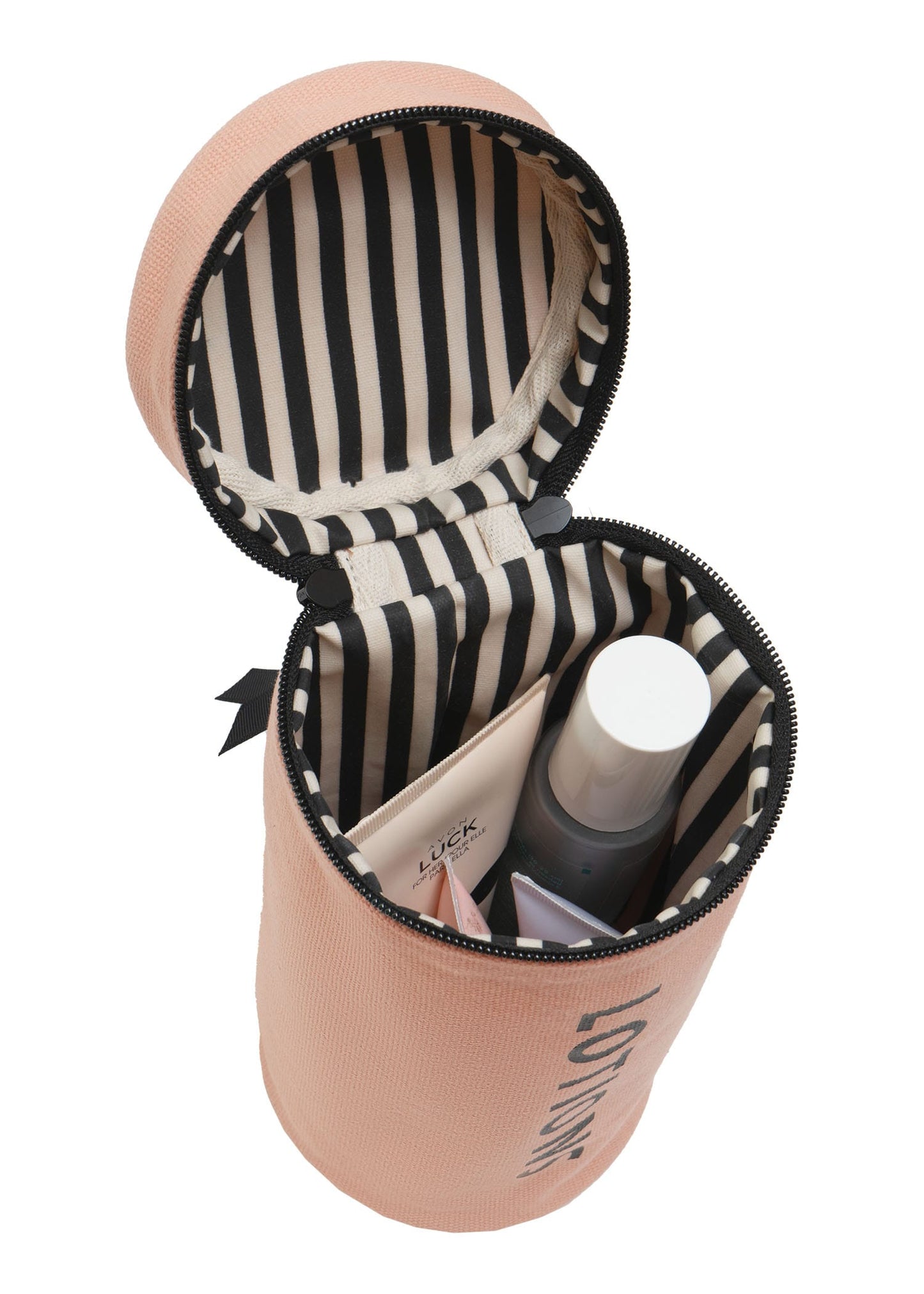 La L'Amour 16 oz Cotton Canvas Top Handle Cylinder Toiletry Lotions Case