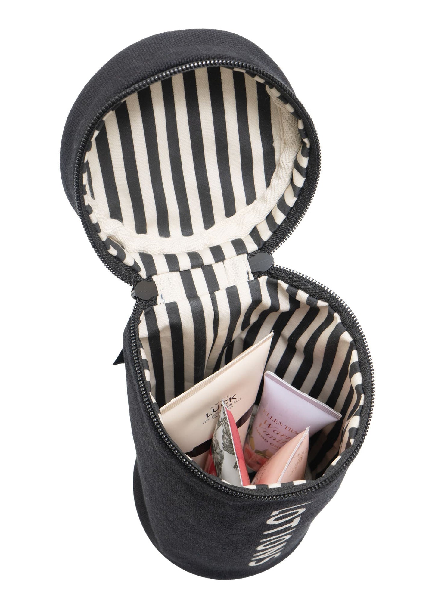 La L'Amour 16 oz Cotton Canvas Top Handle Cylinder Toiletry Lotions Case