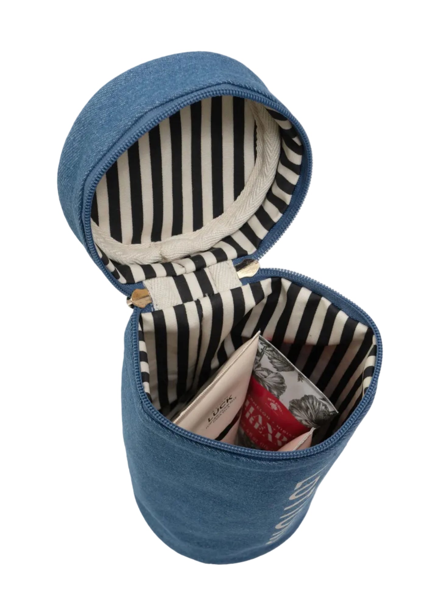 La L'Amour 16 oz Cotton Canvas Top Handle Cylinder Toiletry Lotions Case