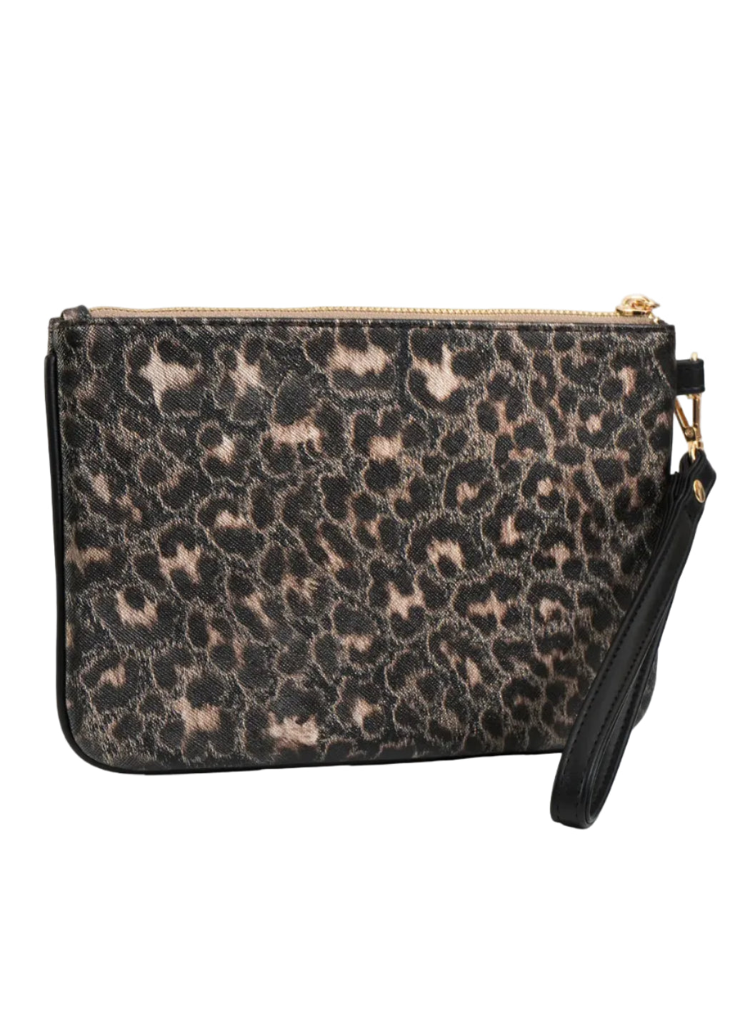 Ellen Tracy Metallic Leopard Faux Leather Print Wristlet