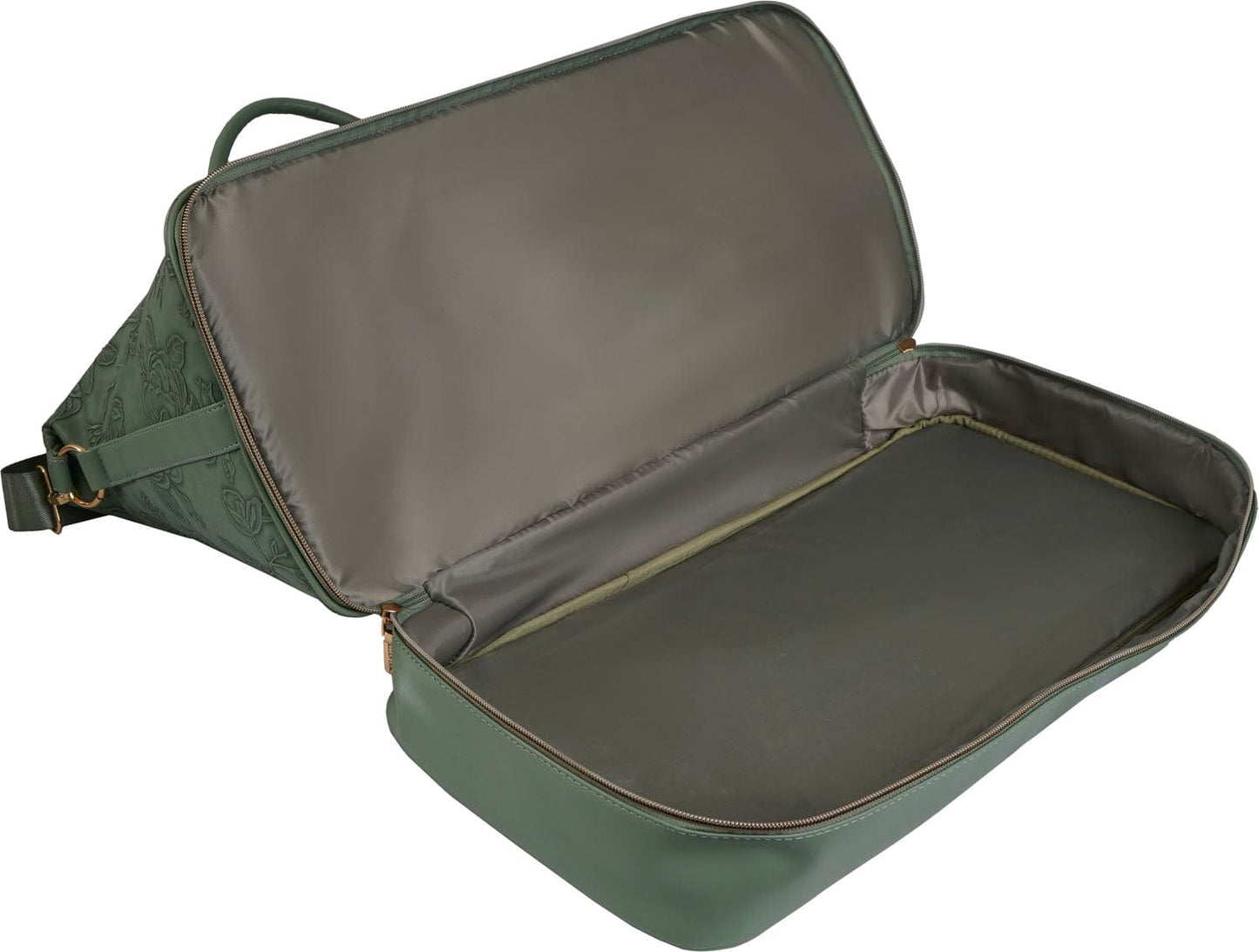 Ellen Tracy 20 Inch Floral Embossed Faux Leather Drop Bottom Duffel