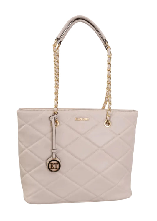 Ellen Tracy Smooth Diamond Quilted Tote Bag
