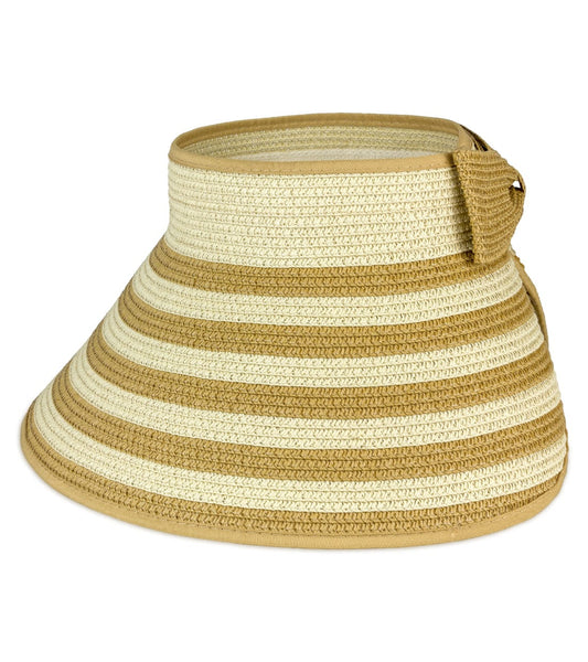 Magid Straw Striped Color Block Roll Up Visor