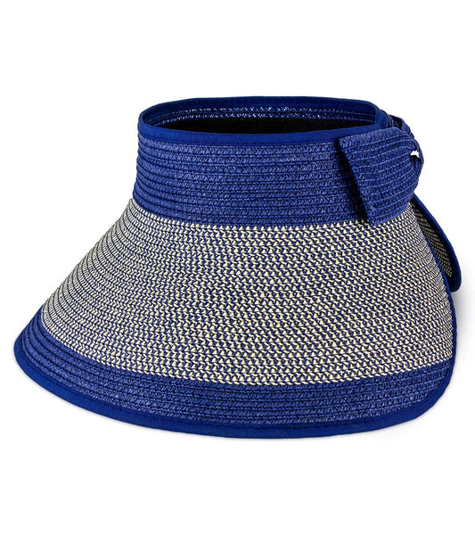Magid Straw Two Tone Color Block Roll Up Visor
