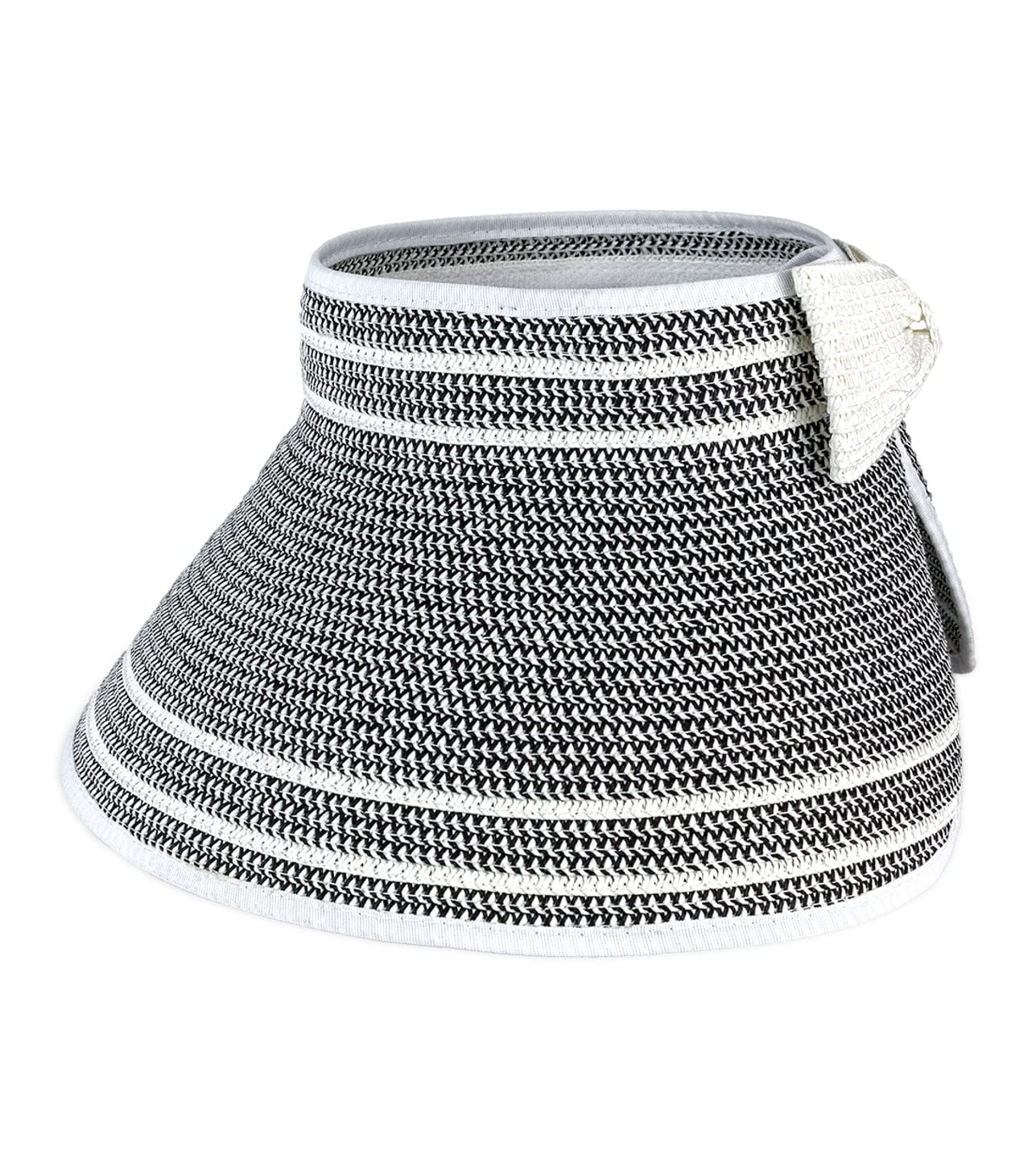 Magid Straw Two Tone Striped Color Block Roll Up Visor