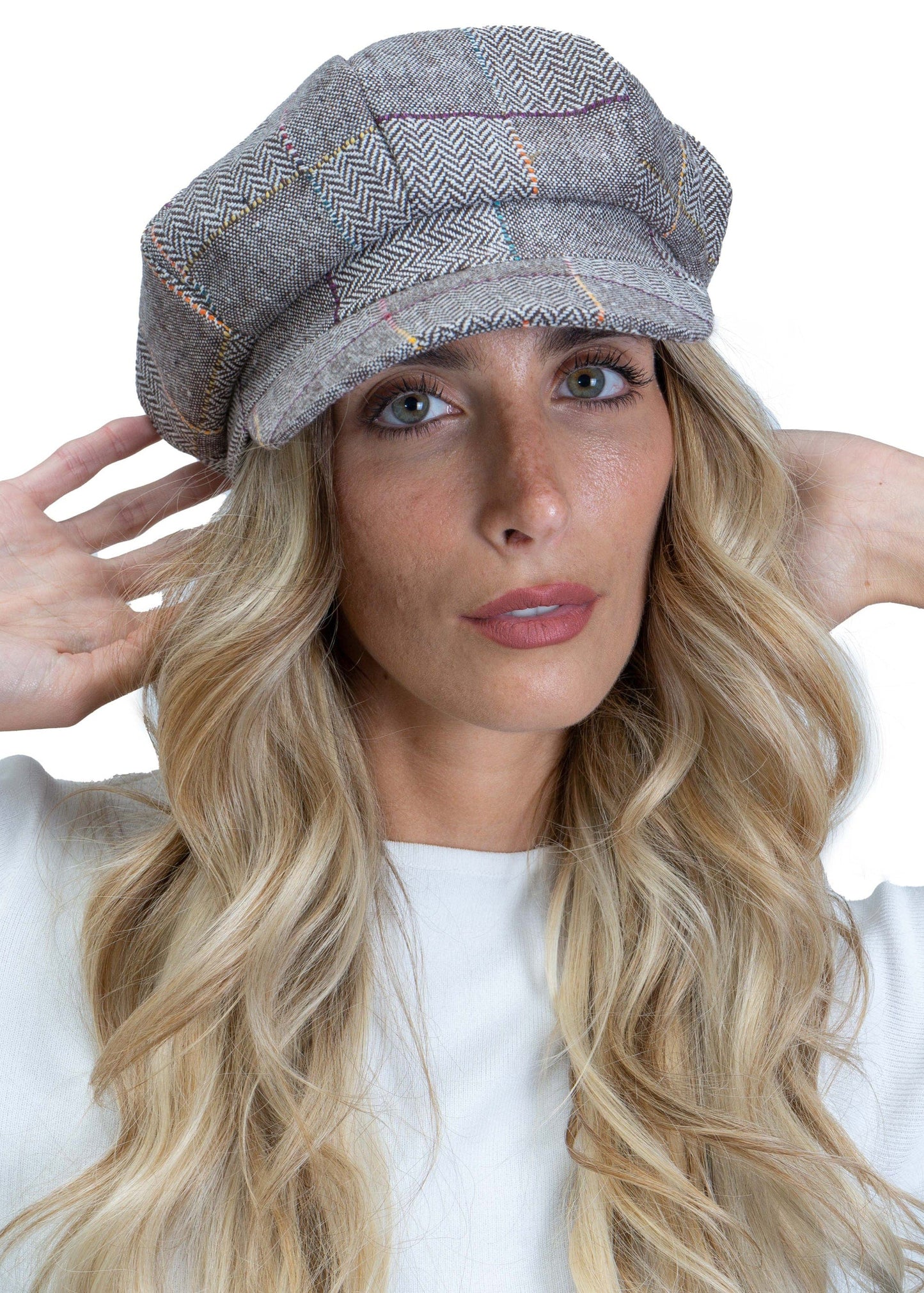 Magid Line Check Pattern Newsboy Cabby Cap