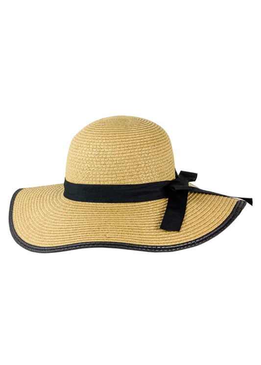 Magid Ribbon & Bow Straw Floppy Hat