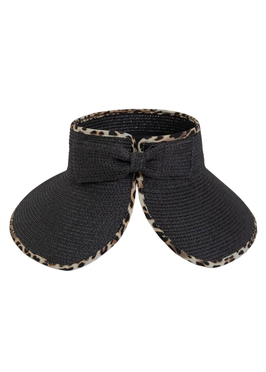 Magid Leopard Print Straw Roll Up Visor