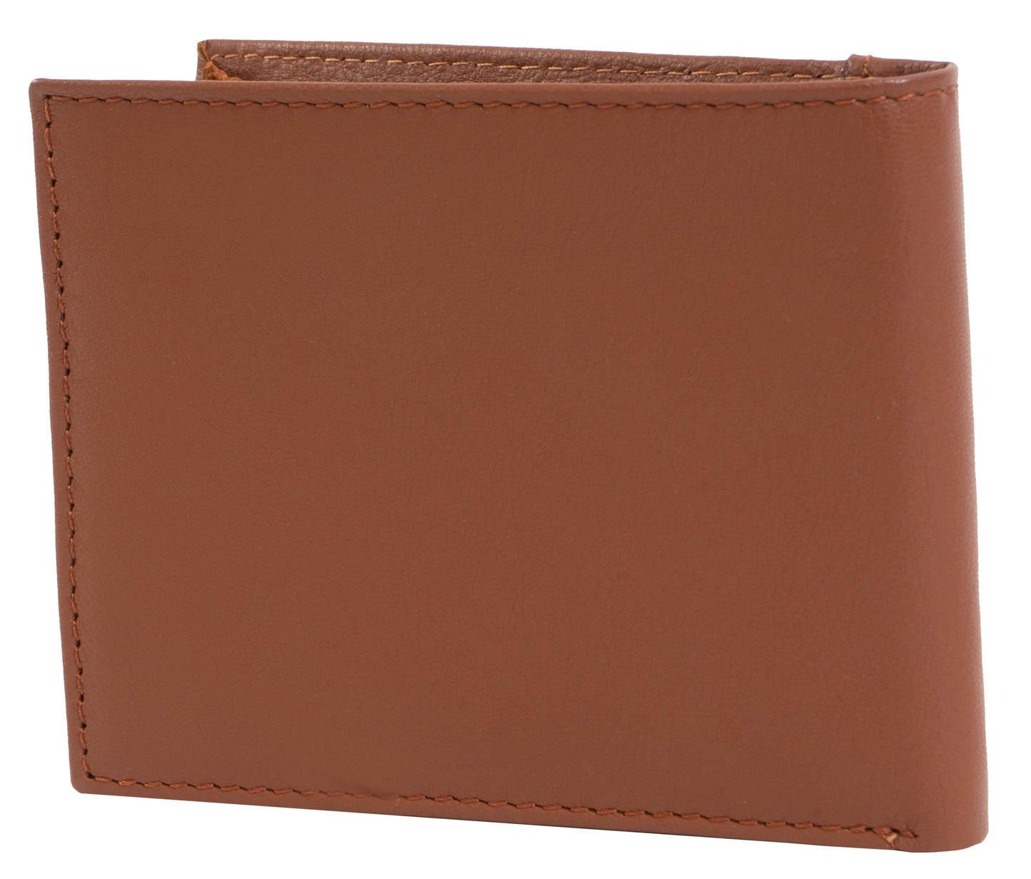 Jack Abrahams Goat Nappa Leather Bi-Fold Top Front Wallet- Cognac/Black