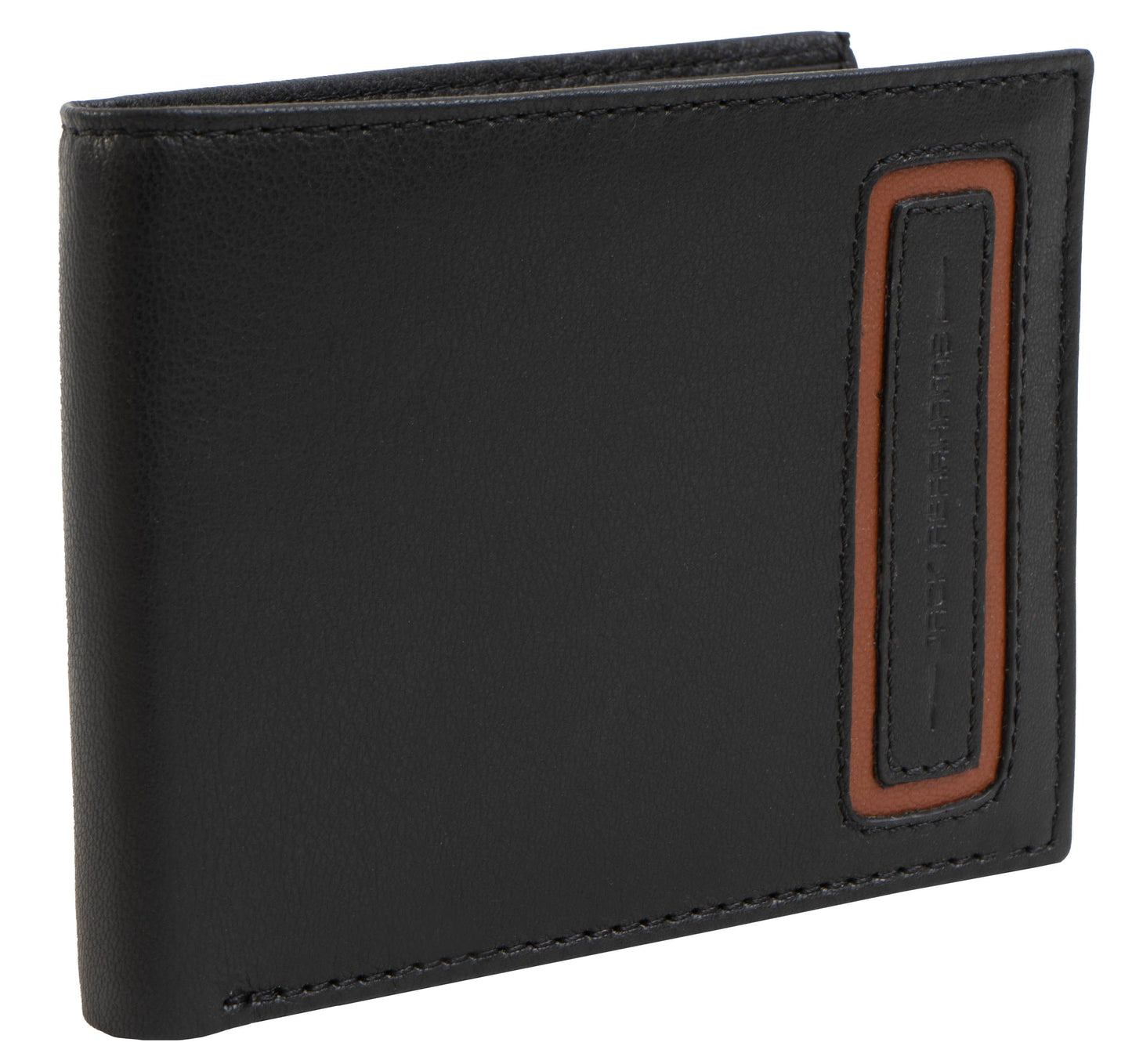 Jack Abrahams Goat Nappa Leather Bi-Fold Minimalist Wallet Black/Cognac