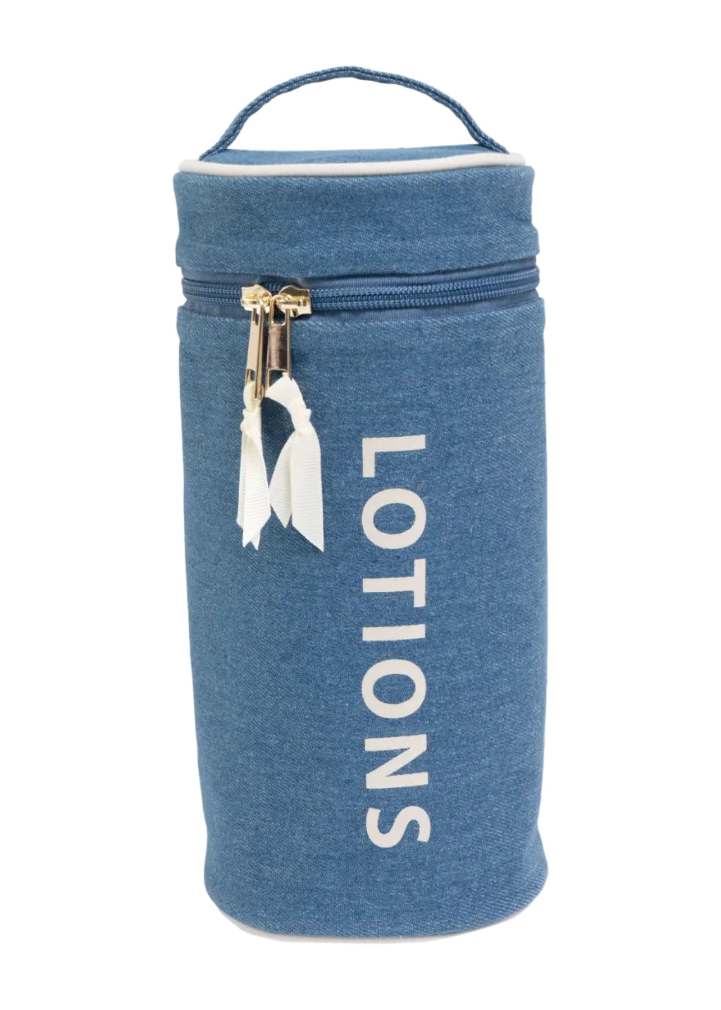 La L'Amour 16 oz Cotton Canvas Top Handle Cylinder Toiletry Lotions Case
