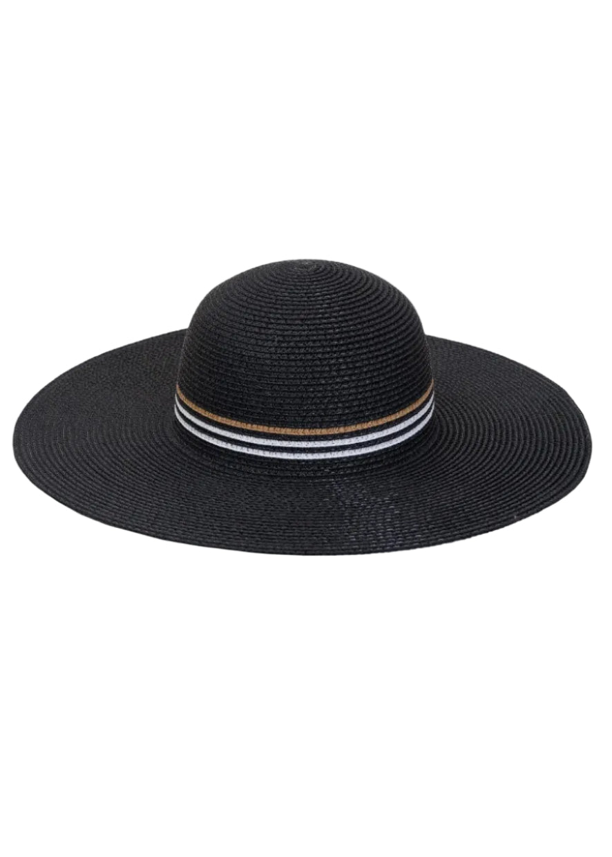 Max Studio Straw Stripe Crown Floppy Sun Hat