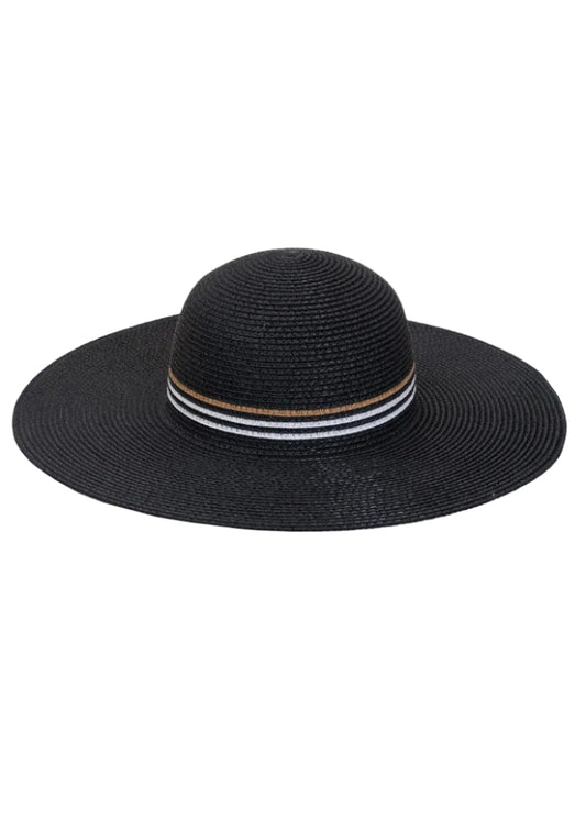 Max Studio Straw Stripe Crown Floppy Sun Hat
