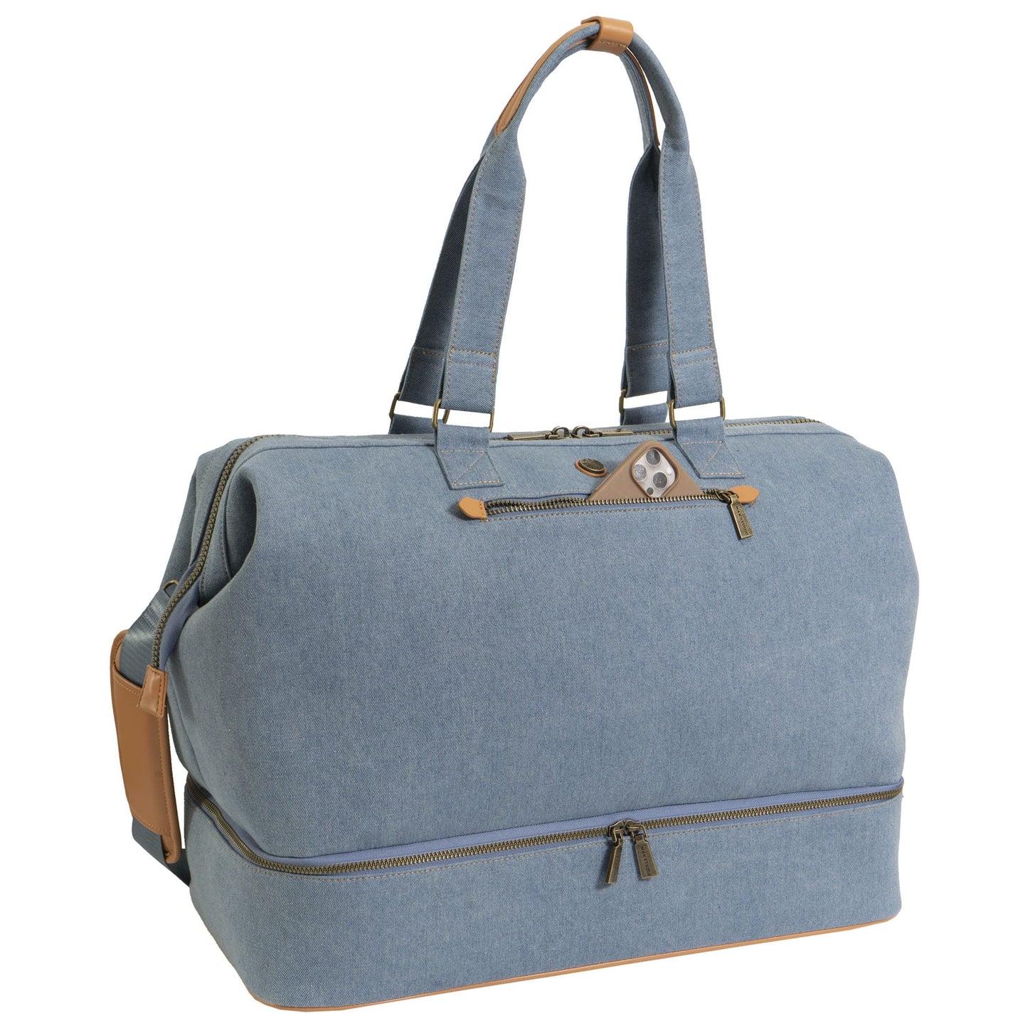 Max Studio The Billie 20 Inch Denim Drop Bottom Weekender Duffel