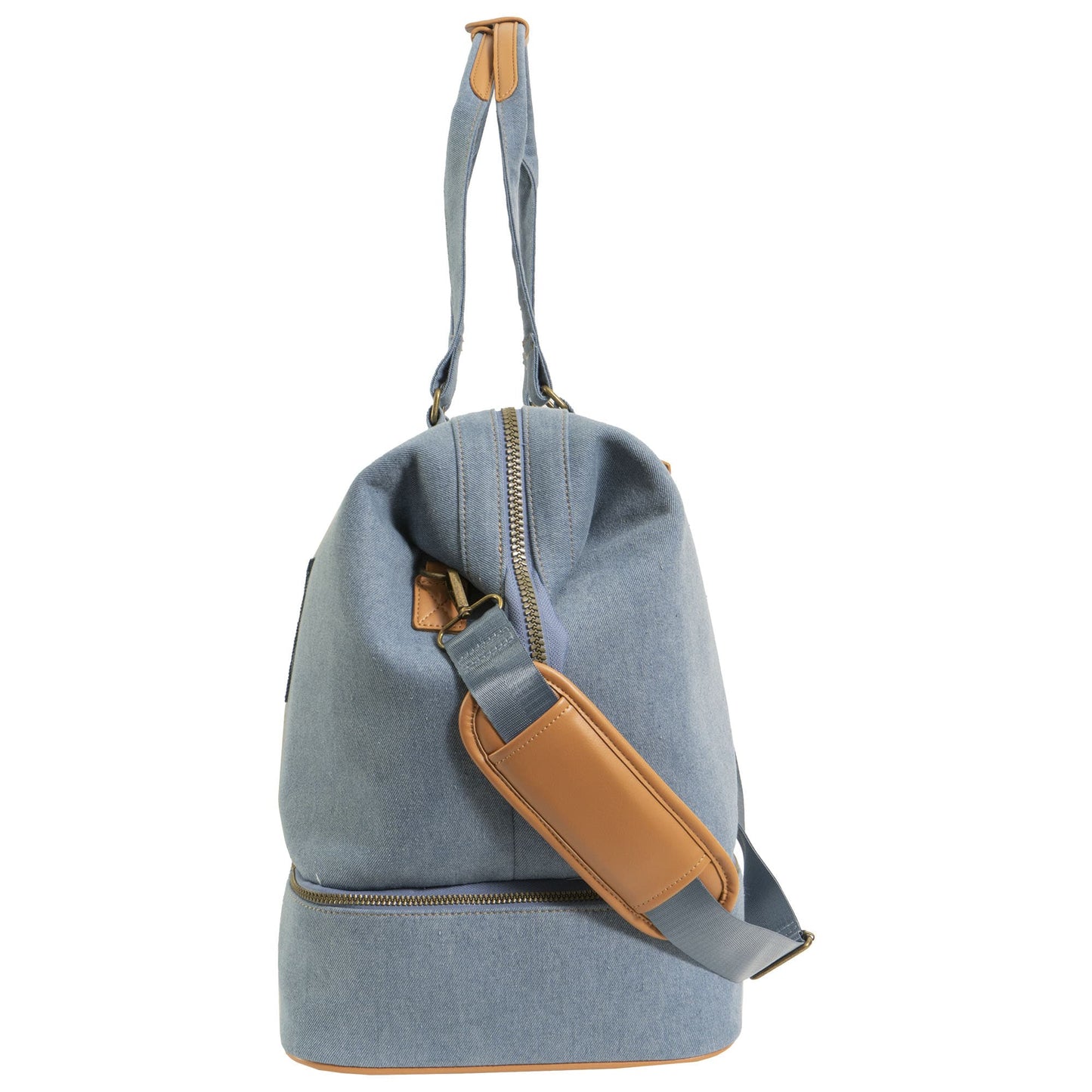 Max Studio The Billie 20 Inch Denim Drop Bottom Weekender Duffel
