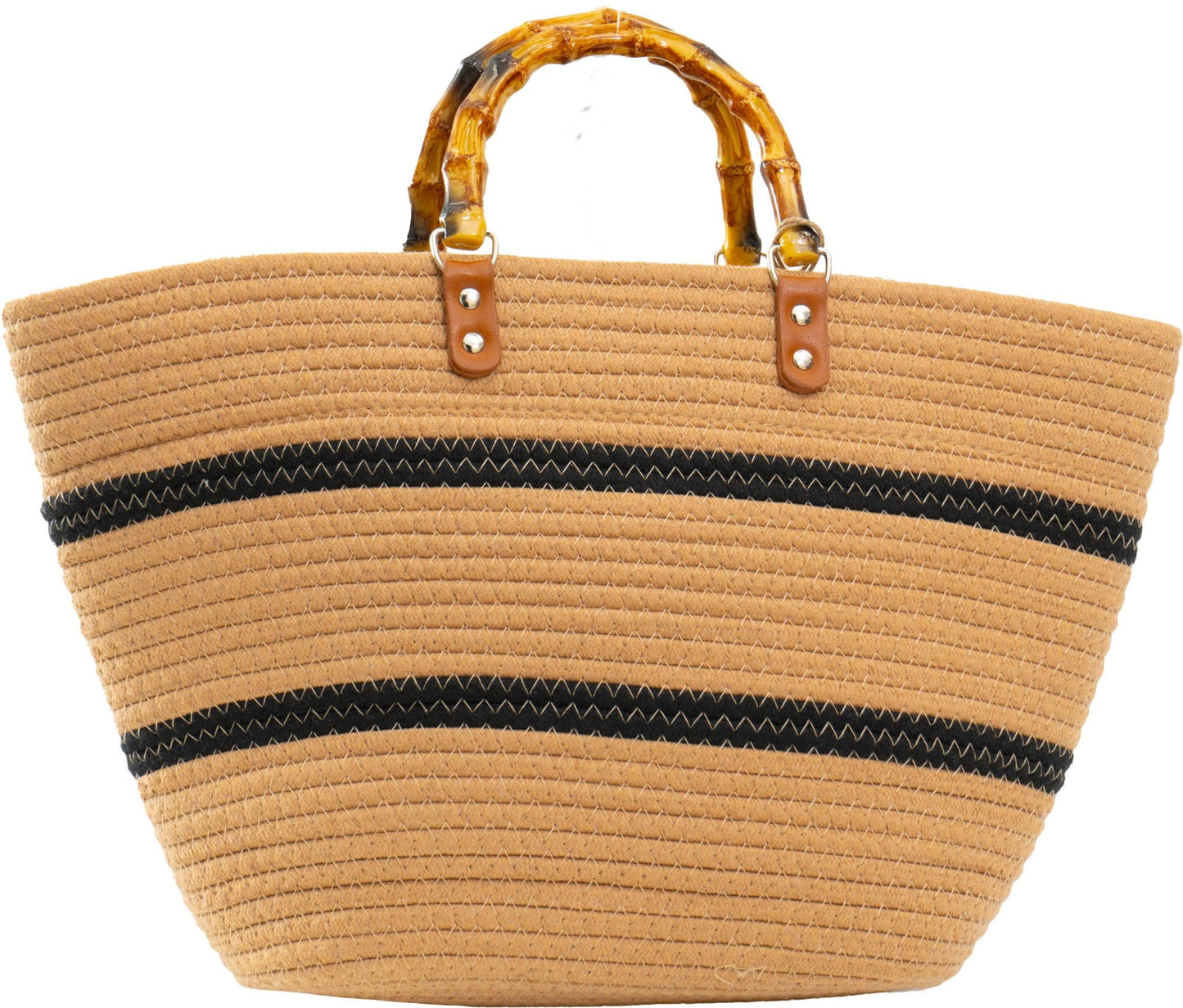Magid Natural Cotton Woven Bamboo Handle Tote