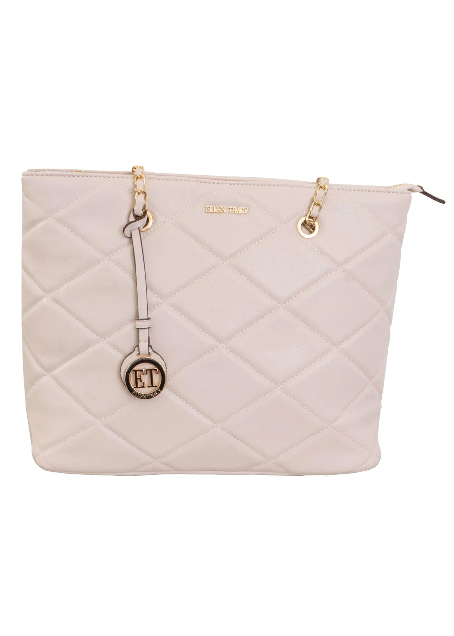 Ellen Tracy Smooth Diamond Quilted Tote Bag