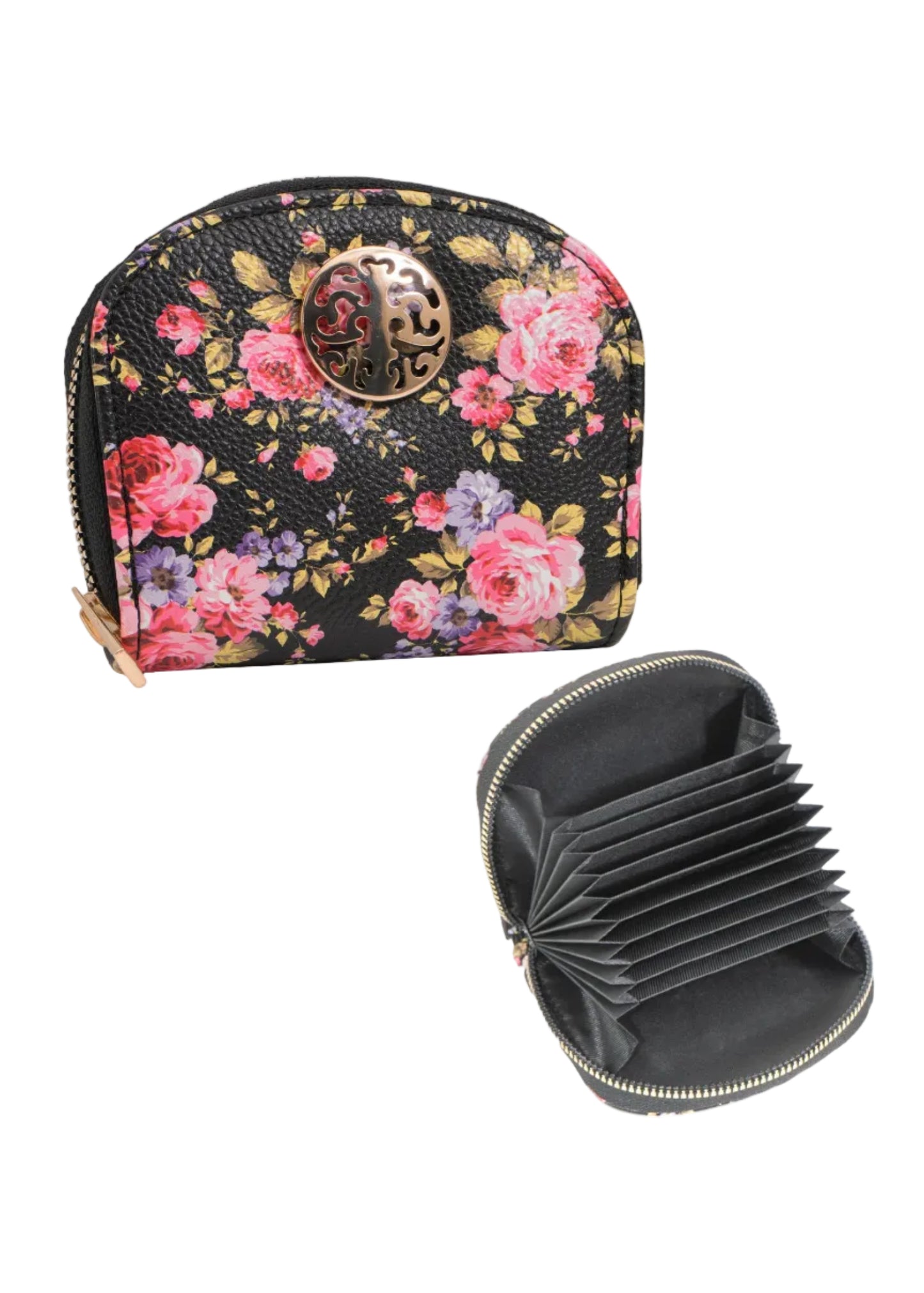 Rebecca & Rifka Round Floral Print Accordion Wallet