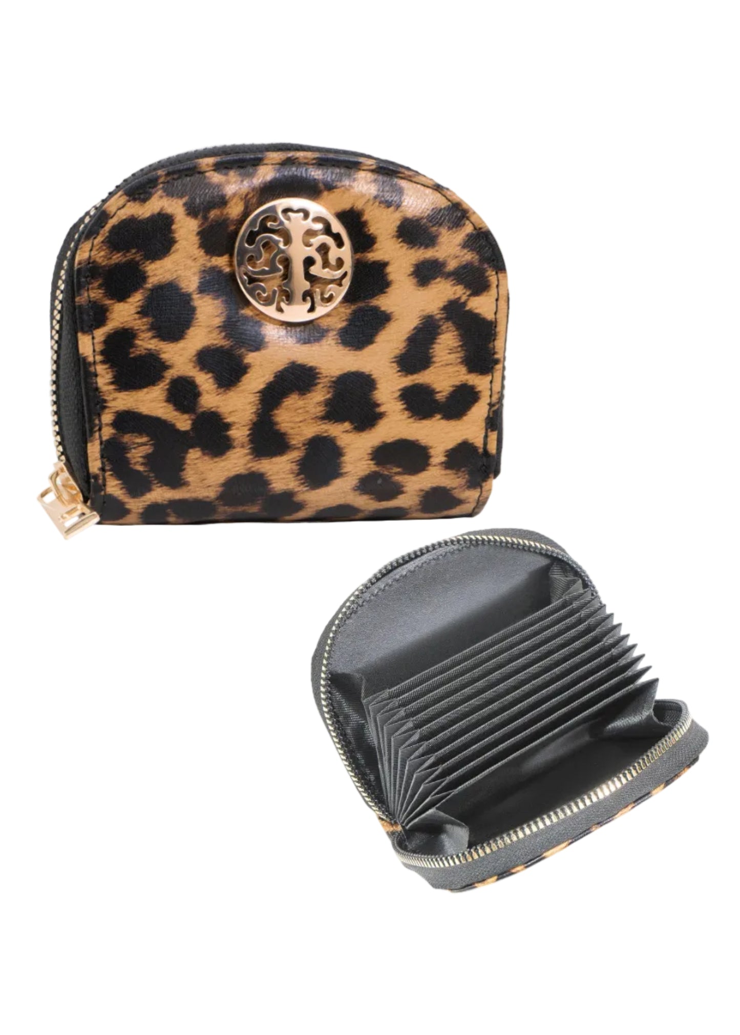 Rebecca & Rifka Round Leopard Print Accordion Wallet