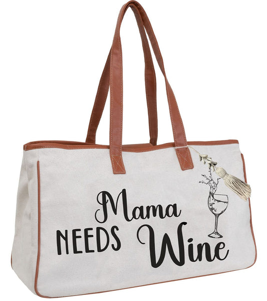 Magid Canvas Wine Tote "MAMA NEEDS WINE"