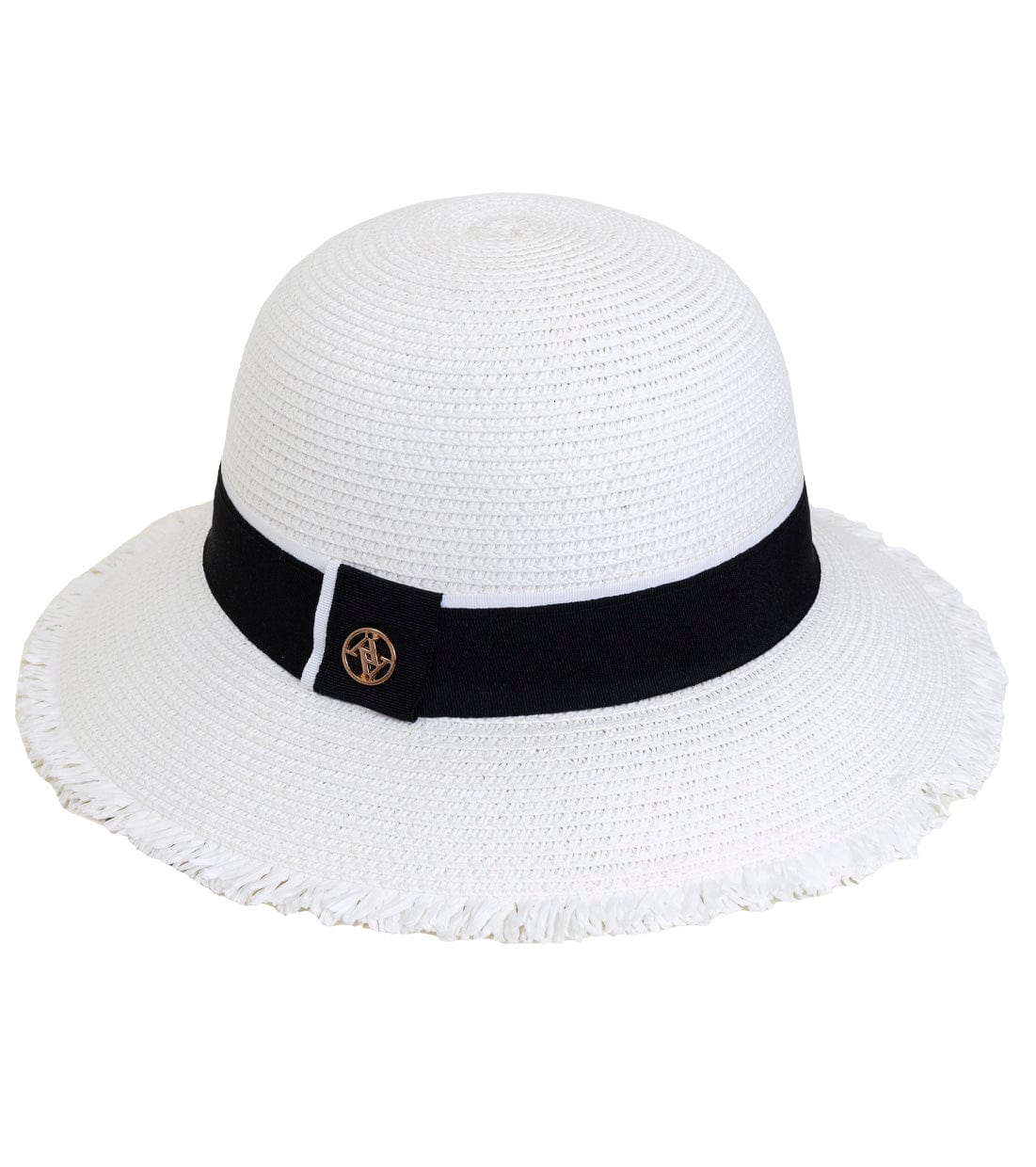 Adrienne Vittadini Frayed Brim Straw Bucket