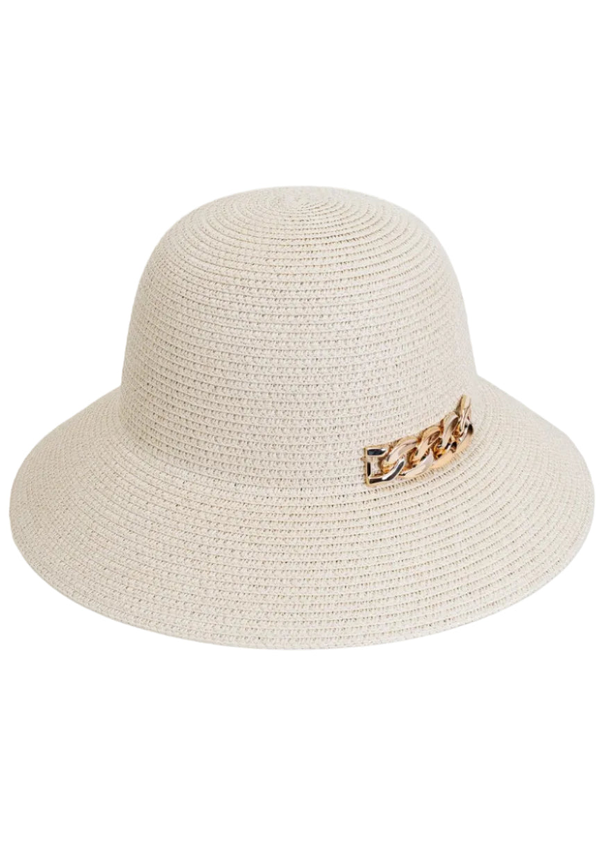 Adrienne Vittadini Chain Straw Bucket Hat
