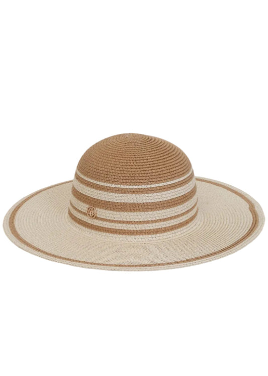 Adrienne Vittadini Straw Striped Color Block Floppy Hat