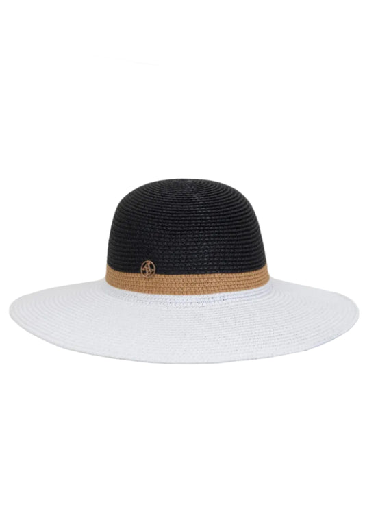 Adrienne Vittadini Straw Color Block Floppy Hat