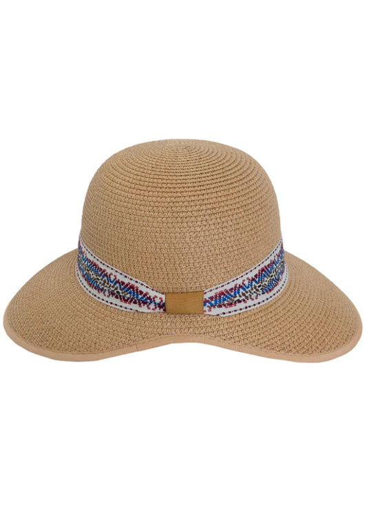 Adrienne Vittadini Straw Geometric Band Garden Hat