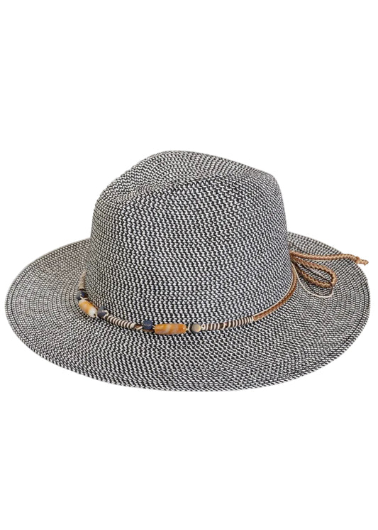 Adrienne Vittadini Beaded Band Straw Panama Hat