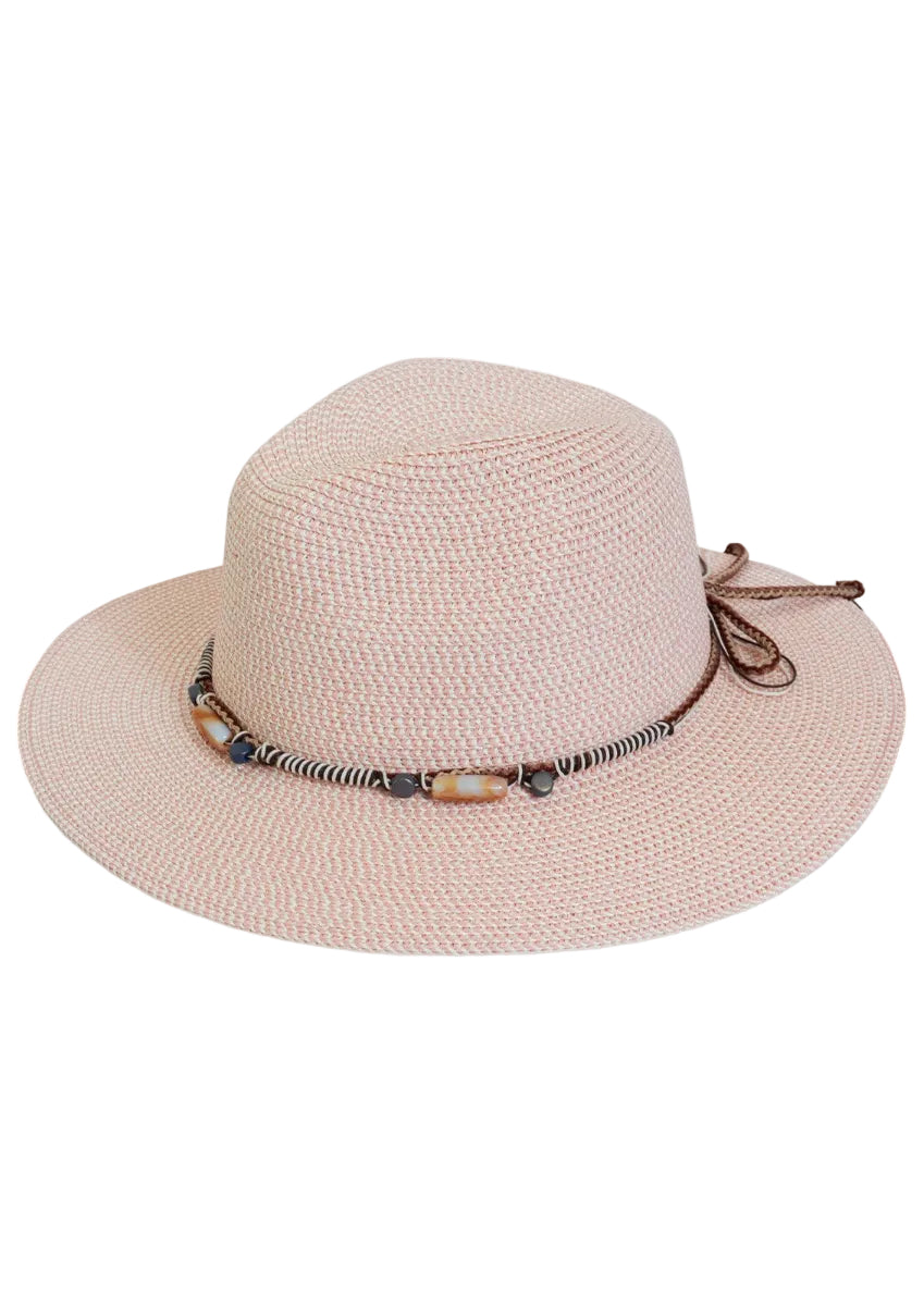 Adrienne Vittadini Beaded Band Straw Panama Hat